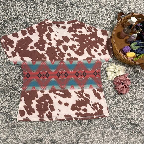 Fashion Express Cow Print Aztec Women Top Size M Boutique Top - Picture 5 of 7
